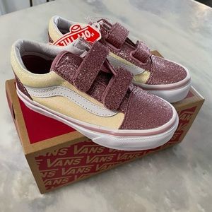 VANS Old Skool Glitter Velcro Strap Shoes Girls Size 11